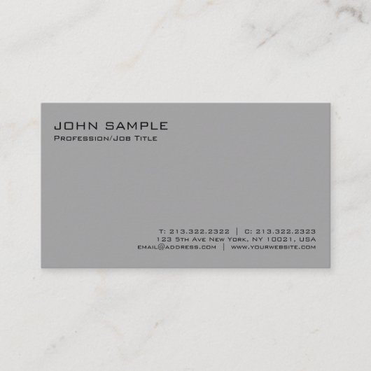 Moderne, grijze, professionele minimalistische spe visitekaartje (Voorkant)
