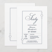 Moderne grijze rand 60ste verjaardagsfeestje kaart (Voorkant / Achterkant)