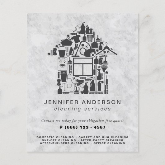 Moderne grijze reinigingsservices flyer (Voorkant)