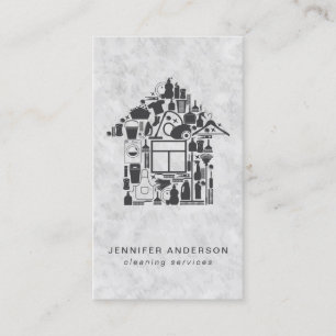 Moderne grijze reinigingsservices visitekaartje
