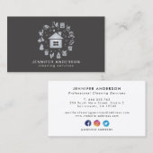 Moderne grijze reinigingsservices visitekaartje (Voorkant / Achterkant)