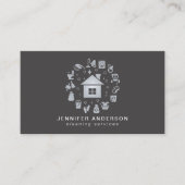 Moderne grijze reinigingsservices visitekaartje (Voorkant)