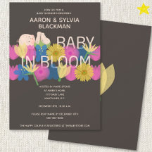 Moderne grijze Riso-afdruk bloemige baby shower