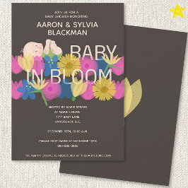 Moderne grijze Riso-afdruk bloemige baby shower Kaart