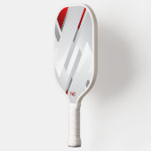 Moderne grijze rode geometrische monogram pickleball paddle (Links)