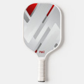 Moderne grijze rode geometrische monogram pickleball paddle (Achterkant)