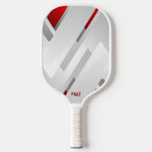 Moderne grijze rode geometrische monogram pickleball paddle (Voorkant)