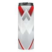 Moderne grijze rode geometrische monogram thermosbeker (Achterkant)