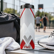 Moderne grijze rode geometrische monogram