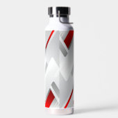 Moderne grijze rode geometrische monogram waterfles (Links)