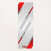 Moderne grijze rode geometrische monogram yogamat (Voorkant)