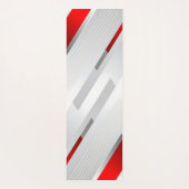 Moderne grijze rode geometrische monogram yogamat (Achterkant)