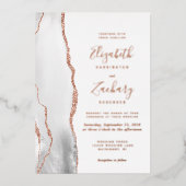 Moderne grijze roodbruine bruine roodbruine bruist folie uitnodiging (Voorkant)