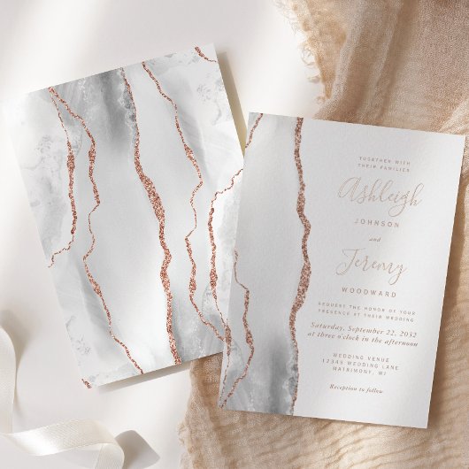 Moderne grijze roodbruine bruine roodbruine bruist folie uitnodiging