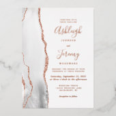 Moderne grijze roodbruine bruine roodbruine bruist folie uitnodiging (Voorkant)