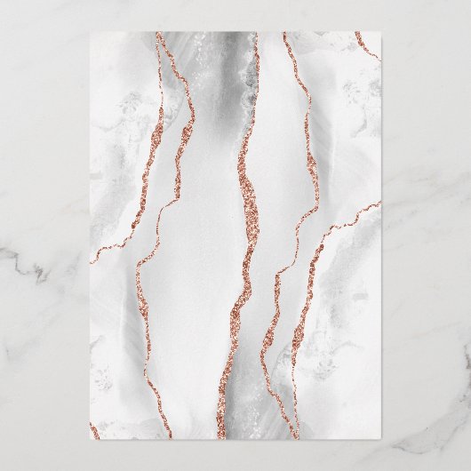 Moderne grijze roodbruine bruine roodbruine bruist folie uitnodiging (Achterkant)