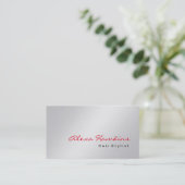 Moderne grijze roodharslijst Makeup Artist Visitekaartje (Staand voorkant)