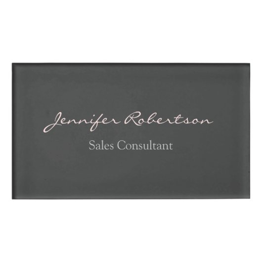 Moderne grijze Roos uniek Naambadge (Voorkant)