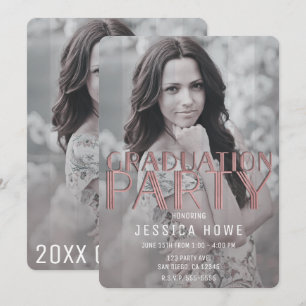 Moderne grijze roze afstudeerfeest afgestudeerde f kaart