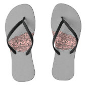 Moderne Grijze & Roze Gescheurde Laagmoed Typograf Teenslippers (Voetbed)