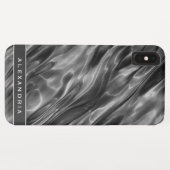 Moderne grijze satijnen print | Monogram of naam Case-Mate iPhone Case (Achterkant (horizontaal))