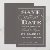 Moderne grijze save-the-date-aankondiging save the date (Voorkant / Achterkant)