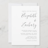 Moderne grijze script witte trouw uitnodiging (Voorkant)
