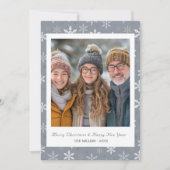 Moderne  Grijze Sneeuwvlokken foto Feestdagenkaart (Voorkant)