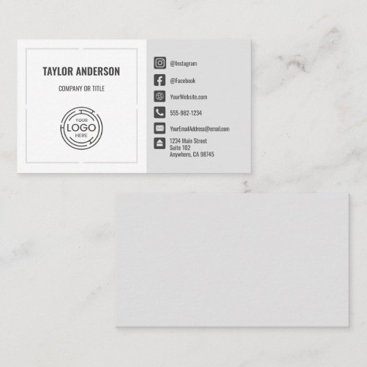 Moderne grijze sociale media visitekaartje (Voorkant / Achterkant)