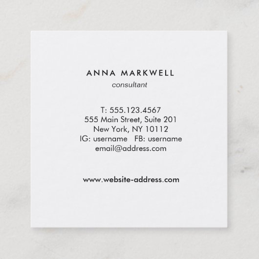 Moderne Grijze Streep Professioneel Monogram Vierkante Visitekaartje (Achterkant)