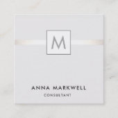 Moderne Grijze Streep Professioneel Monogram Vierkante Visitekaartje