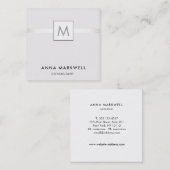 Moderne Grijze Streep Professioneel Monogram Vierkante Visitekaartje (Voorkant / Achterkant)