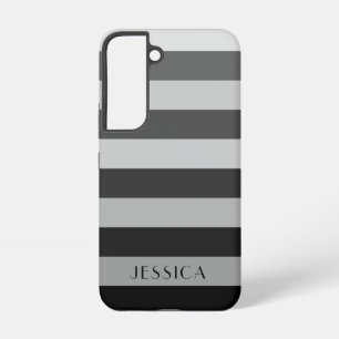 Moderne grijze strepen patroon naam samsung galaxy hoesje