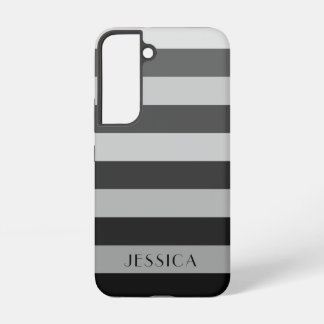 Moderne grijze strepen patroon naam samsung galaxy hoesje
