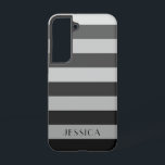 Moderne Grijze Strepen Patroonnaam Samsung Galaxy Hoesje<br><div class="desc">Modern Grey Stripes Patroon Naam Samsung Galaxy S22 Hoesje.</div>
