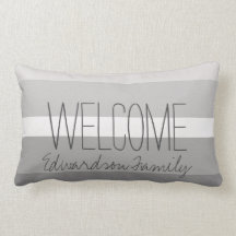 Moderne grijze strepen Welkome familienaam