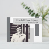 Moderne grijze strips - 3x5 Afstuderen aankondigin Kaart (Staand voorkant)