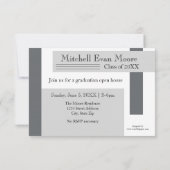 Moderne grijze strips - 3x5 Afstuderen aankondigin Kaart (Achterkant)