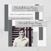 Moderne grijze strips - 3x5 Afstuderen aankondigin Kaart (Voorkant / Achterkant)