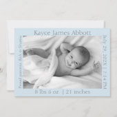 Moderne grijze tekst op blauwe foto geboorteaankon aankondiging (Voorkant)