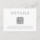 Moderne Grijze Tekst QR Code Trouwdetails Informatiekaartje (Voorkant)