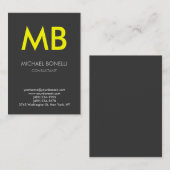 Moderne grijze trendy monogram visitekaartje (Voorkant / Achterkant)