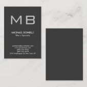 Moderne grijze trendy stijlvol monogram visitekaar visitekaartje (Voorkant / Achterkant)