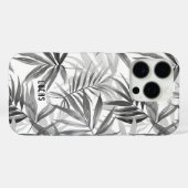 Moderne Grijze Tropische Bladeren Patroon Custom N Case-Mate iPhone Case (Achterkant (horizontaal))