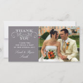 Moderne Grijze Trouwfoto Dank u kaarten (Voorkant)