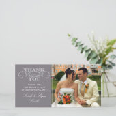 Moderne Grijze Trouwfoto Dank u kaarten (Staand voorkant)