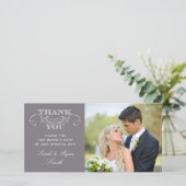 Moderne Grijze Trouwfoto Dank u kaarten (Staand voorkant)