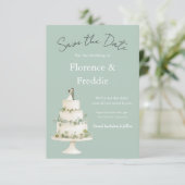Moderne grijze trouwkaart Save The Date (Staand voorkant)