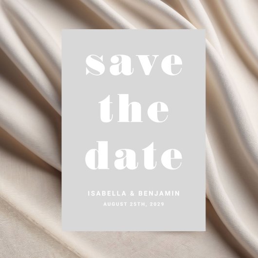 Moderne grijze typografie trouwen save the date