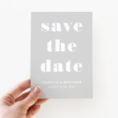 Moderne grijze typografie trouwen save the date